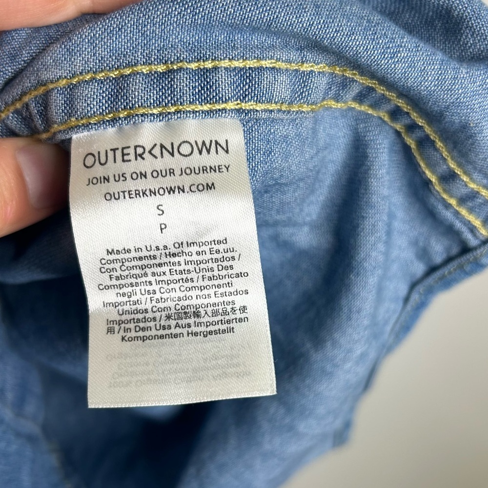 NWT Outerknown 100% Organic Cotton Denim Pearl Snap Button Down Long Shirt - Picture 15 of 16